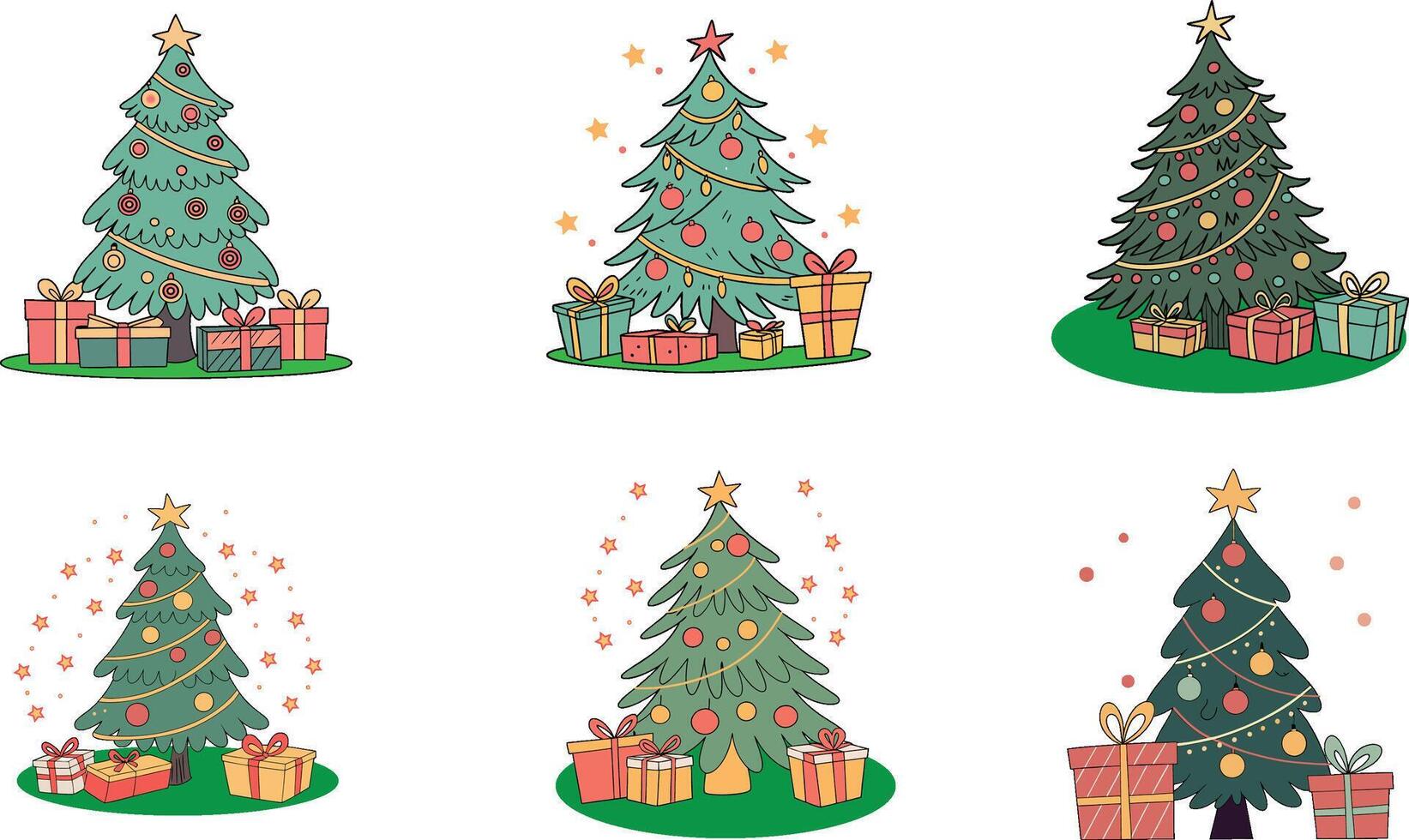 Festive Christmas Tree Vectors Illustration for Holiday Designs