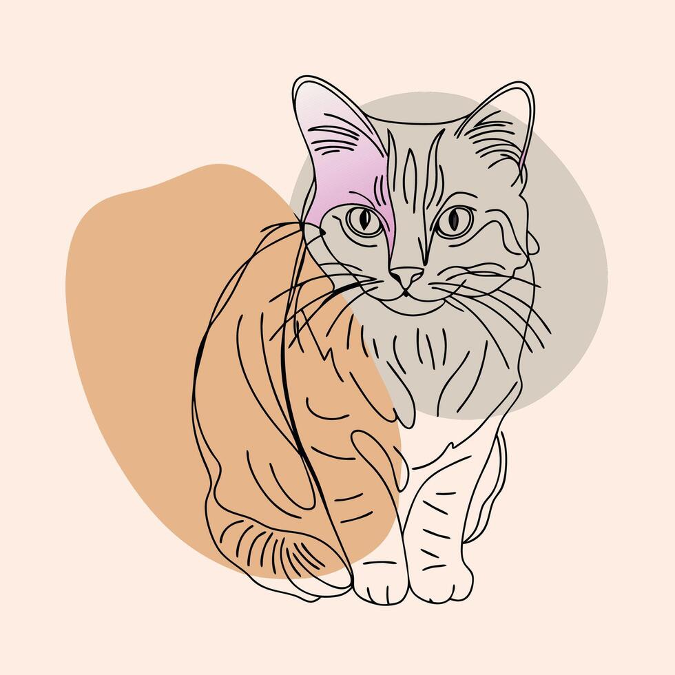 Abstract Line Art Cat Illustration vector