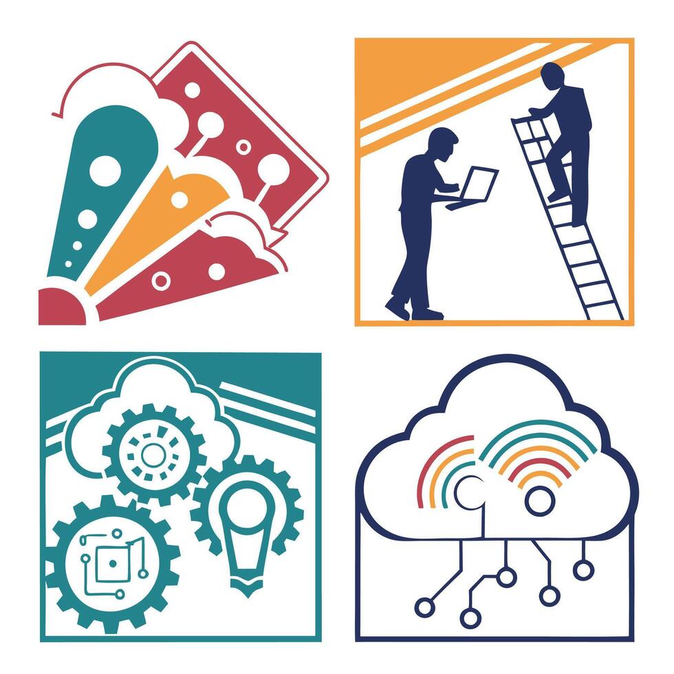 Illustration of a set of icons vector