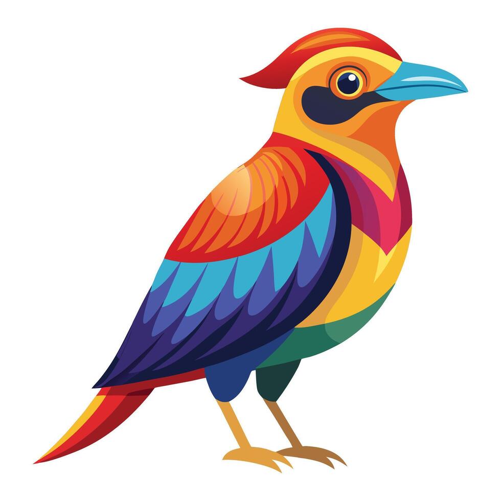 colorful bird with colorful feathers vector
