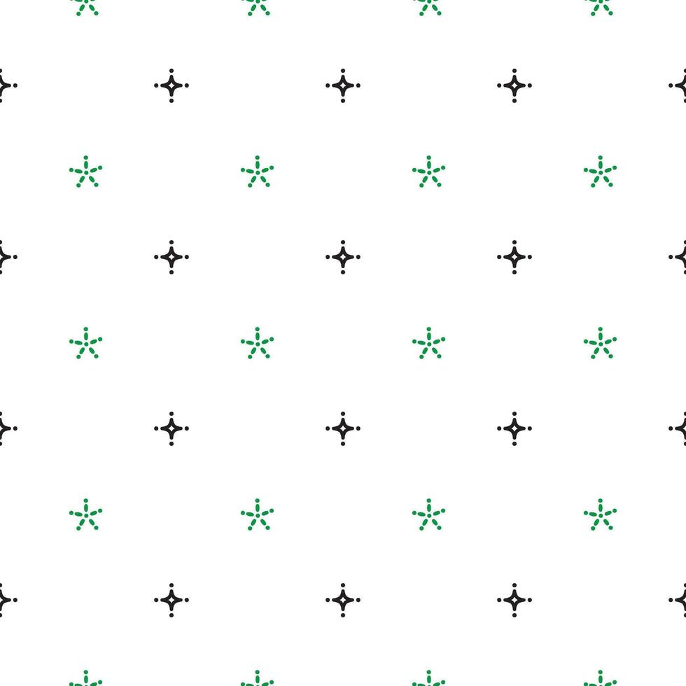 Seamless green and black shining star on white background vector