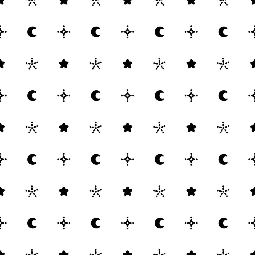 Seamless Crescent Moon with Star On White Background vector