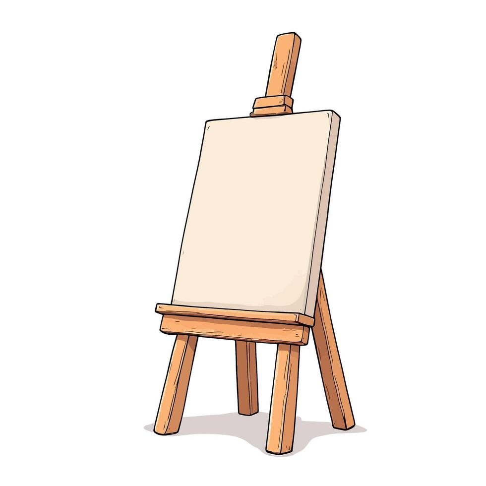 An easel with a blank canvas on it vector