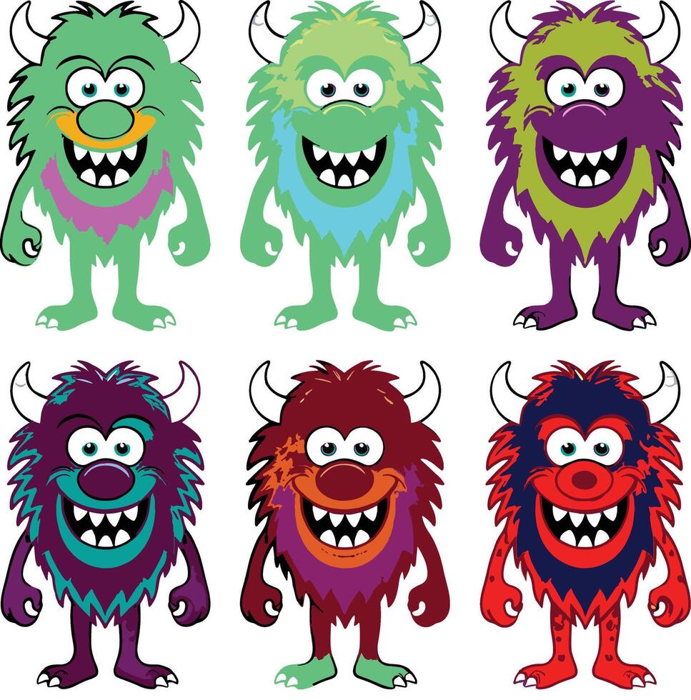 Cute Monster Illustrations Funny, Friendly, and Whimsical Cartoon Set vector