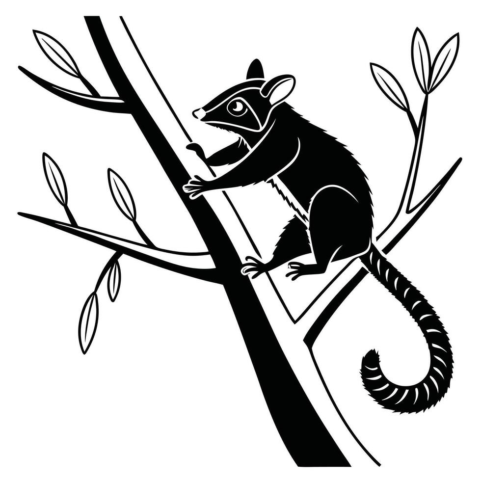 Black And White Possum Silhouette vector