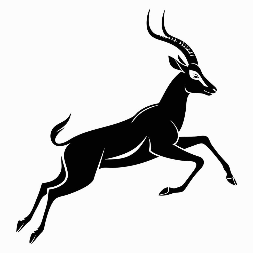 Leaping Sable Antelope Black And White vector