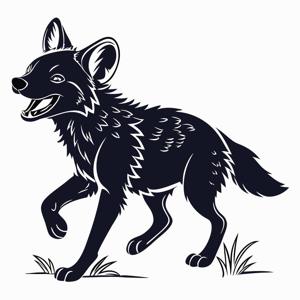 African Wild Dog Monochrome Art vector