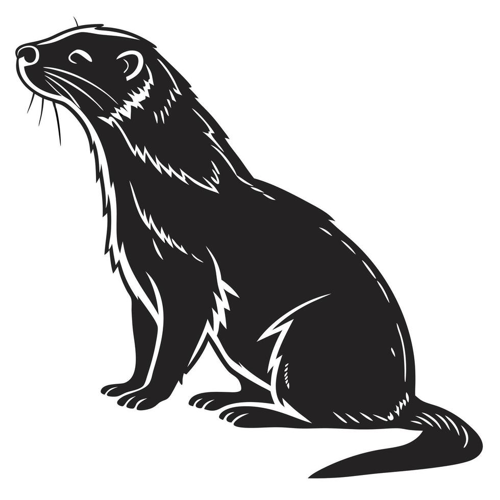 Black And White Otter Illustration vector