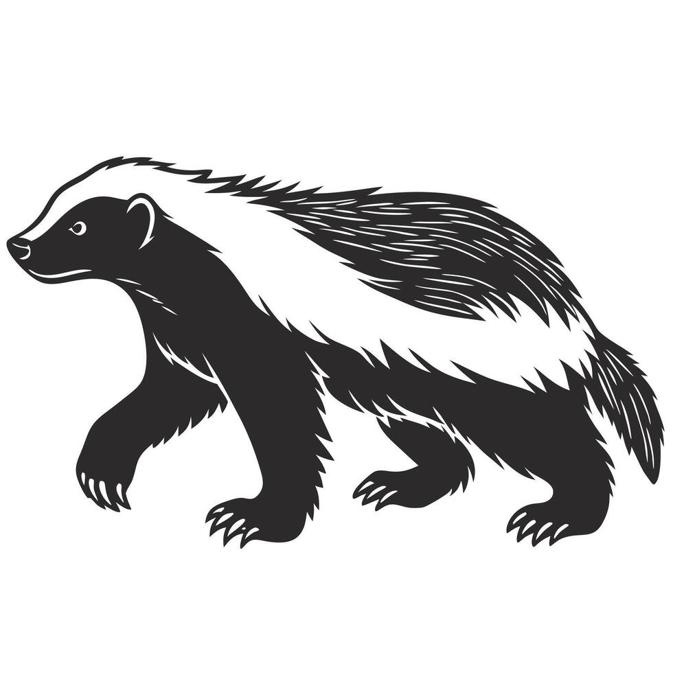Badger Walking Silhouette Black And White vector