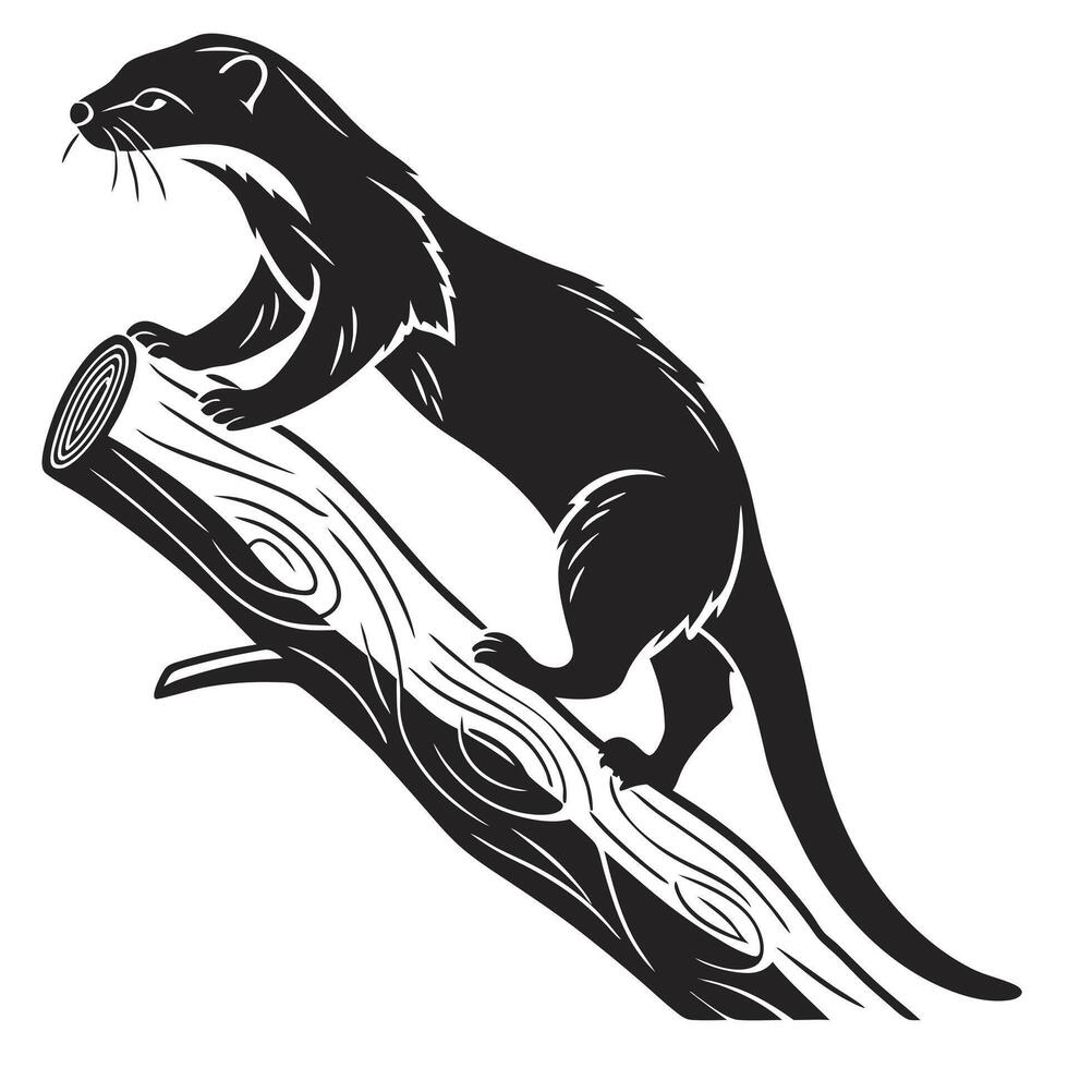 Otter Climbing On A Log vector