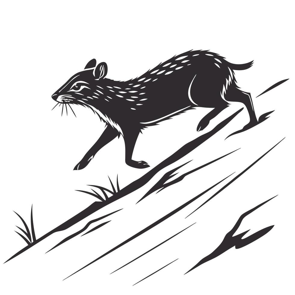 Agouti Running Through The Forest Silhouette vector