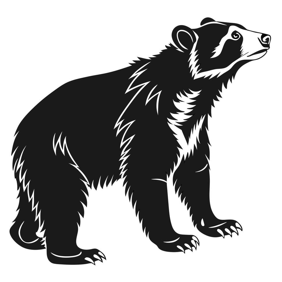 Black Bear Silhouette Standing Illustration vector
