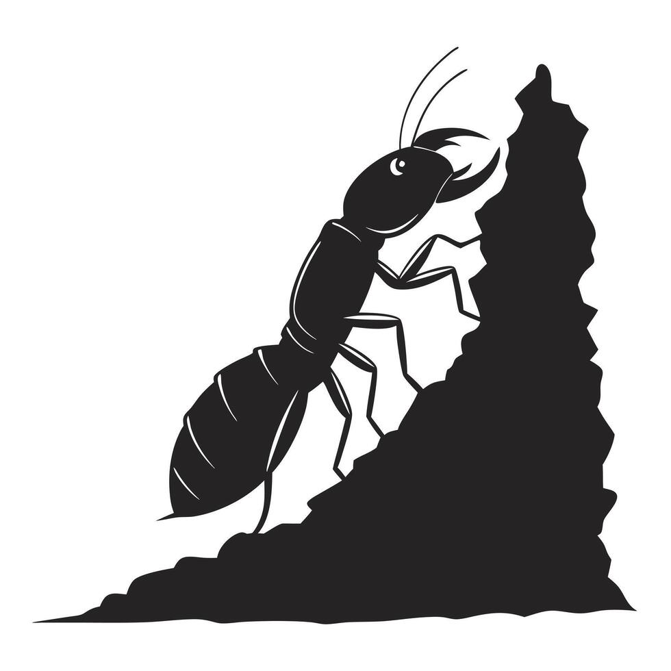 Ant Silhouette Climbing Hill Monochrome Image vector