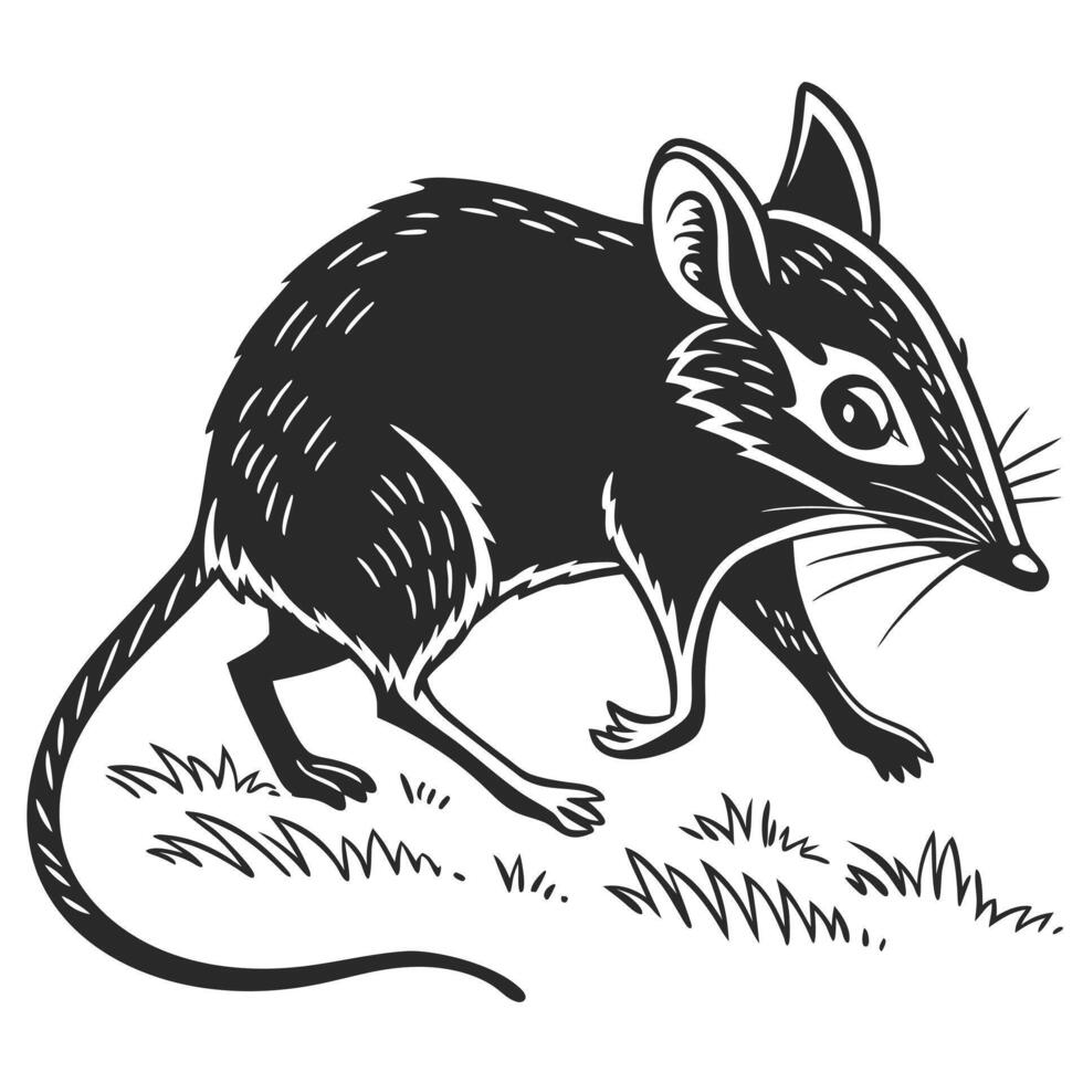 Isolated Monochrome Mouse Illustration On White vector