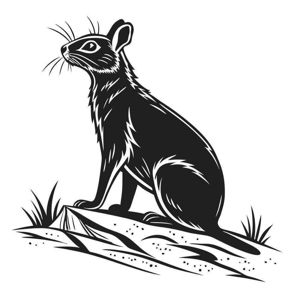 Black Hare Monochrome Illustration vector