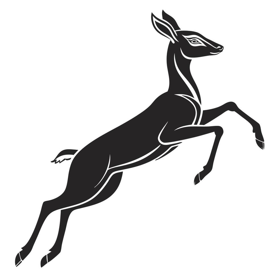 Black Leaping Gazelle Graphic Illustration vector
