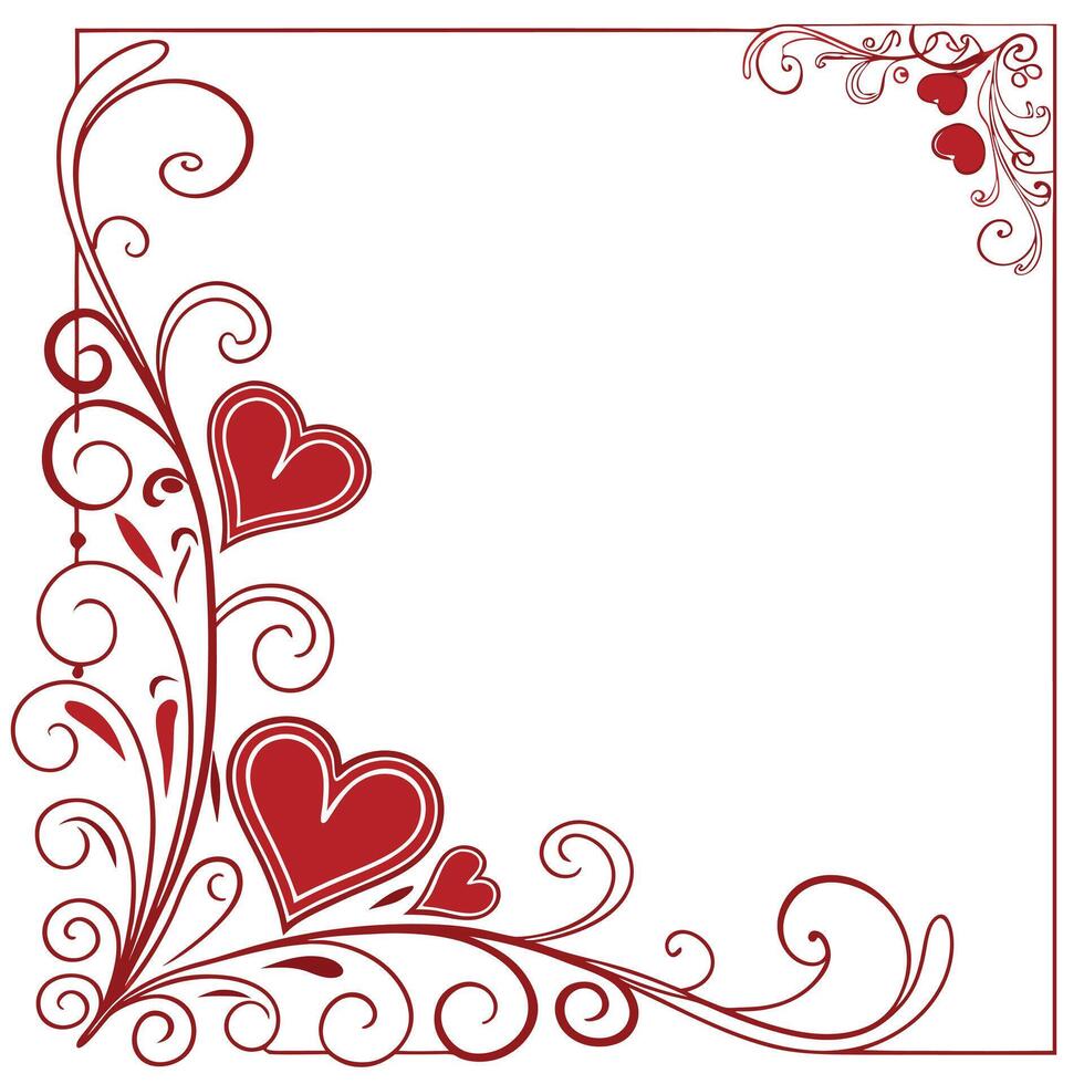 Heart Flourish Frame Burgundy Isolated Design vector