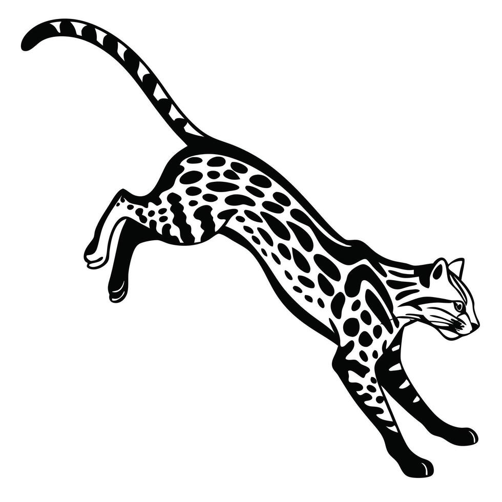 Leaping Leopard Silhouette In Black vector