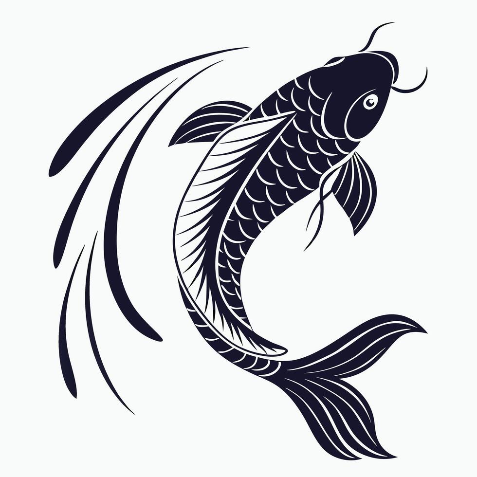 Elegant Monochrome Koi Fish Illustration vector
