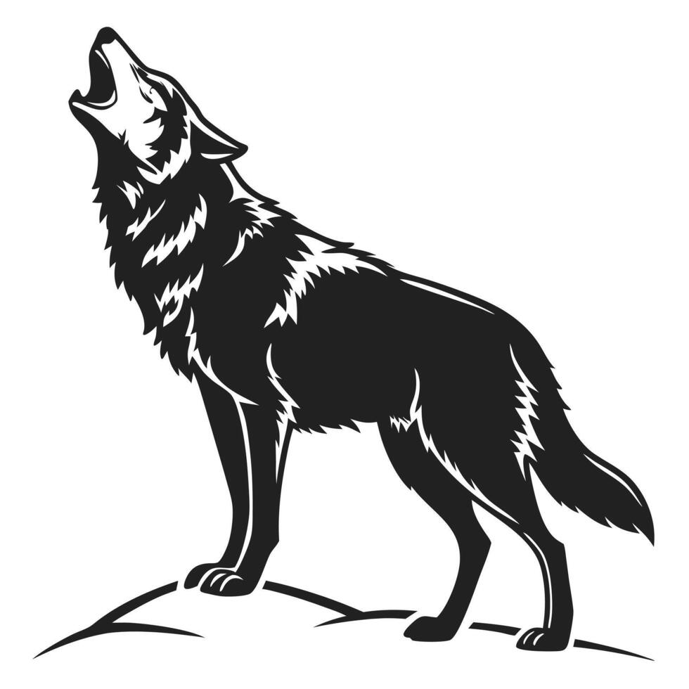 Howling Wolf Standing Illustration Design vector