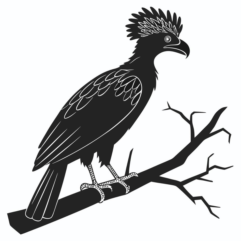 Black Ornate Eagle On Branch Silhouette vector