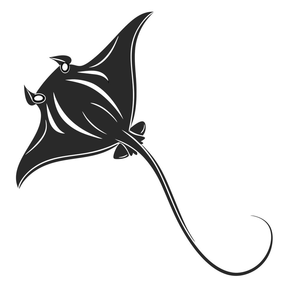 Elegant Black And White Stingray Silhouette vector