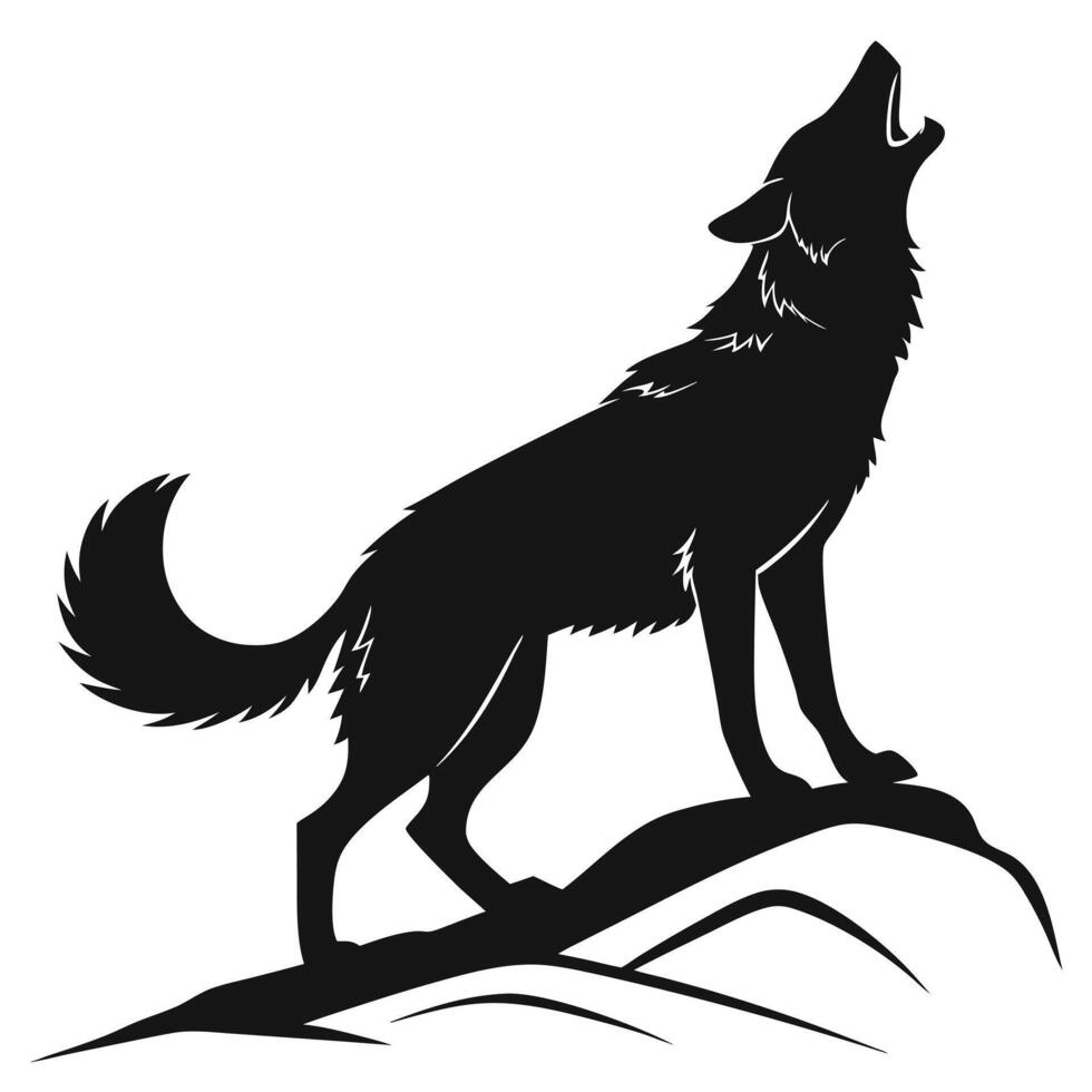 Howling Wolf Silhouette Illustration vector