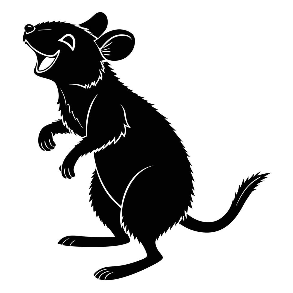 Cheerful Rat Silhouette Standing On Hind Legs vector
