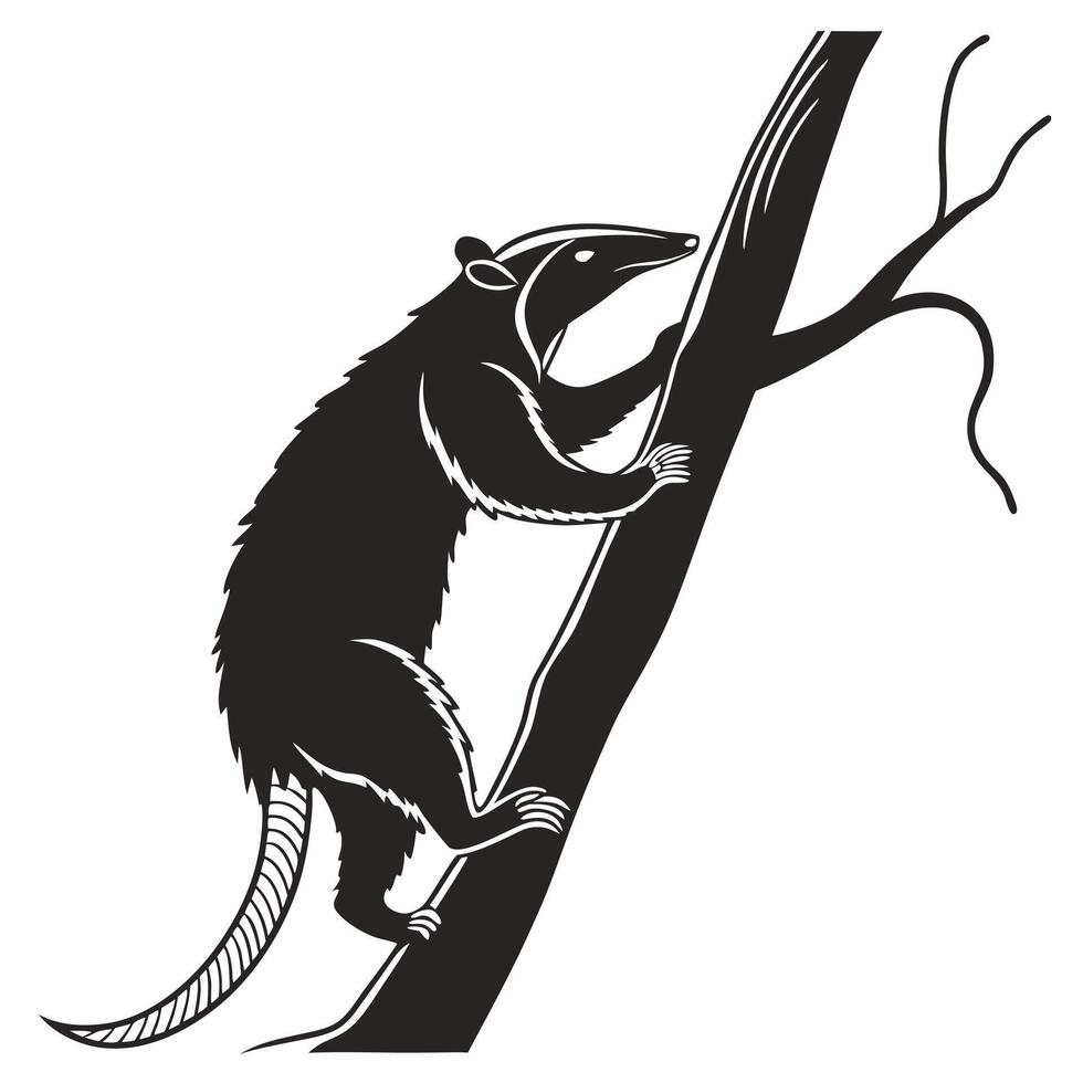 Tamandua Climbing A Tree Illustration vector