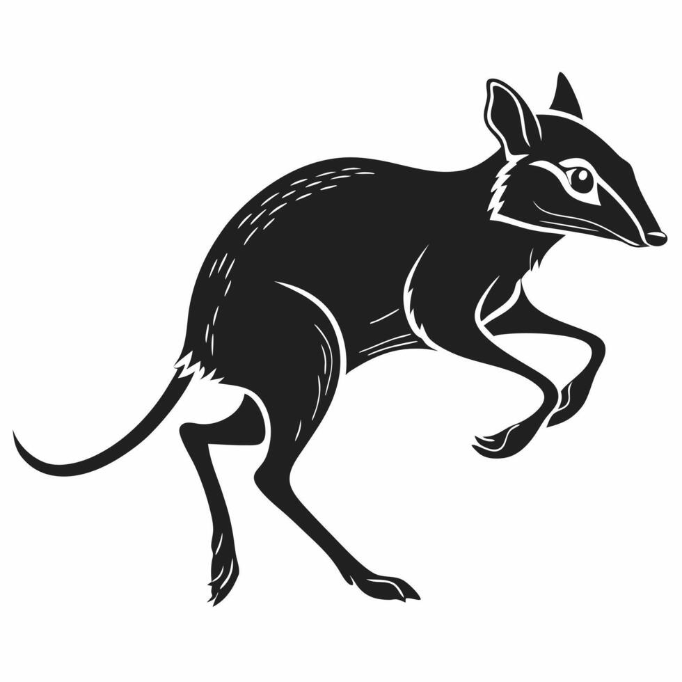 Jumping Bandicoot Isolated Black Silhouette vector