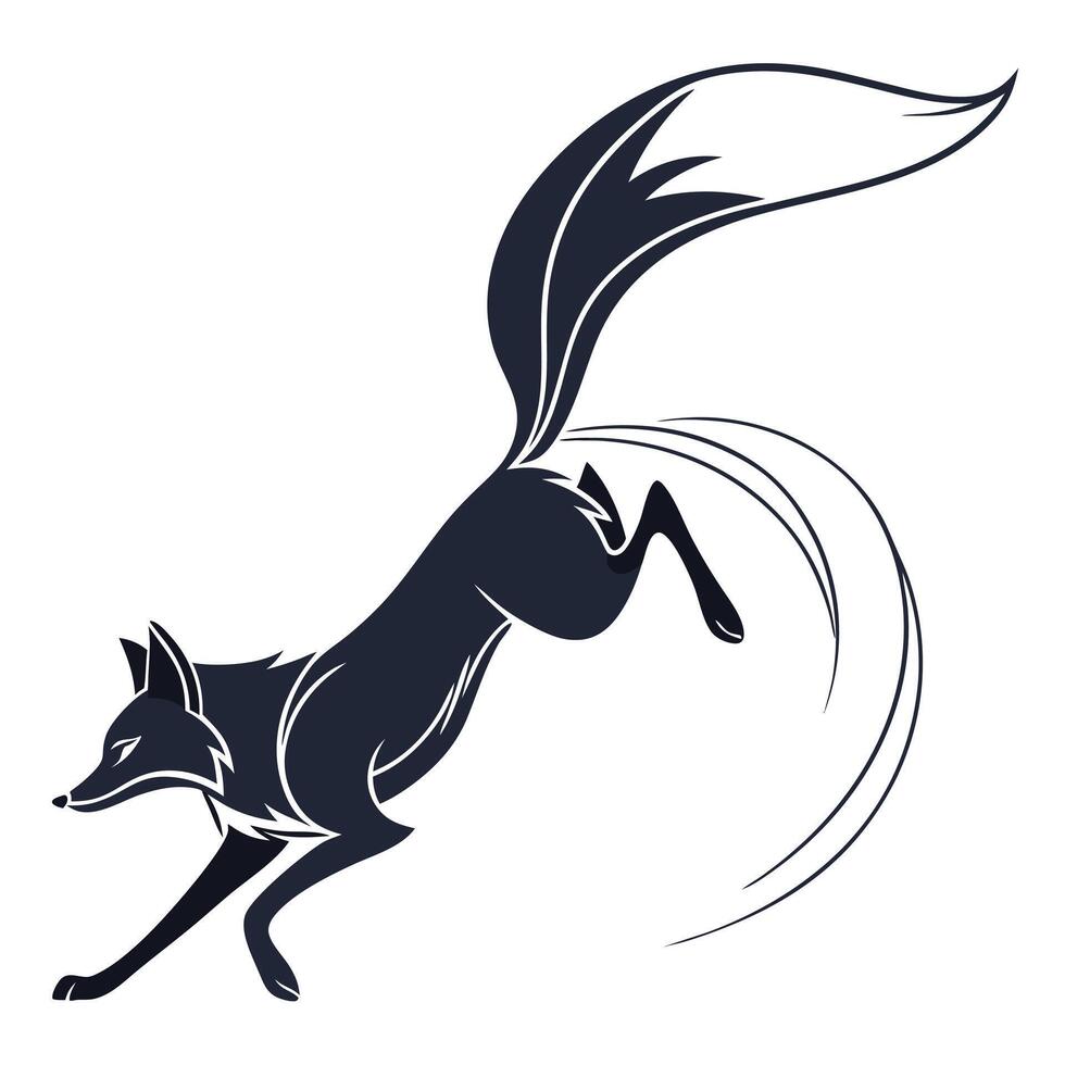 Stylized Fox Leaping Illustration vector