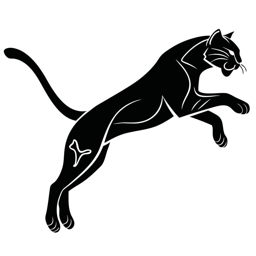 Leaping Black Panther Silhouette Isolated Image vector