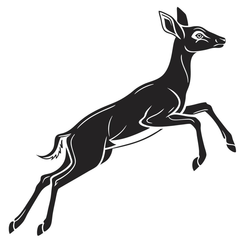 Black Deer Jumping Illustration Art vector