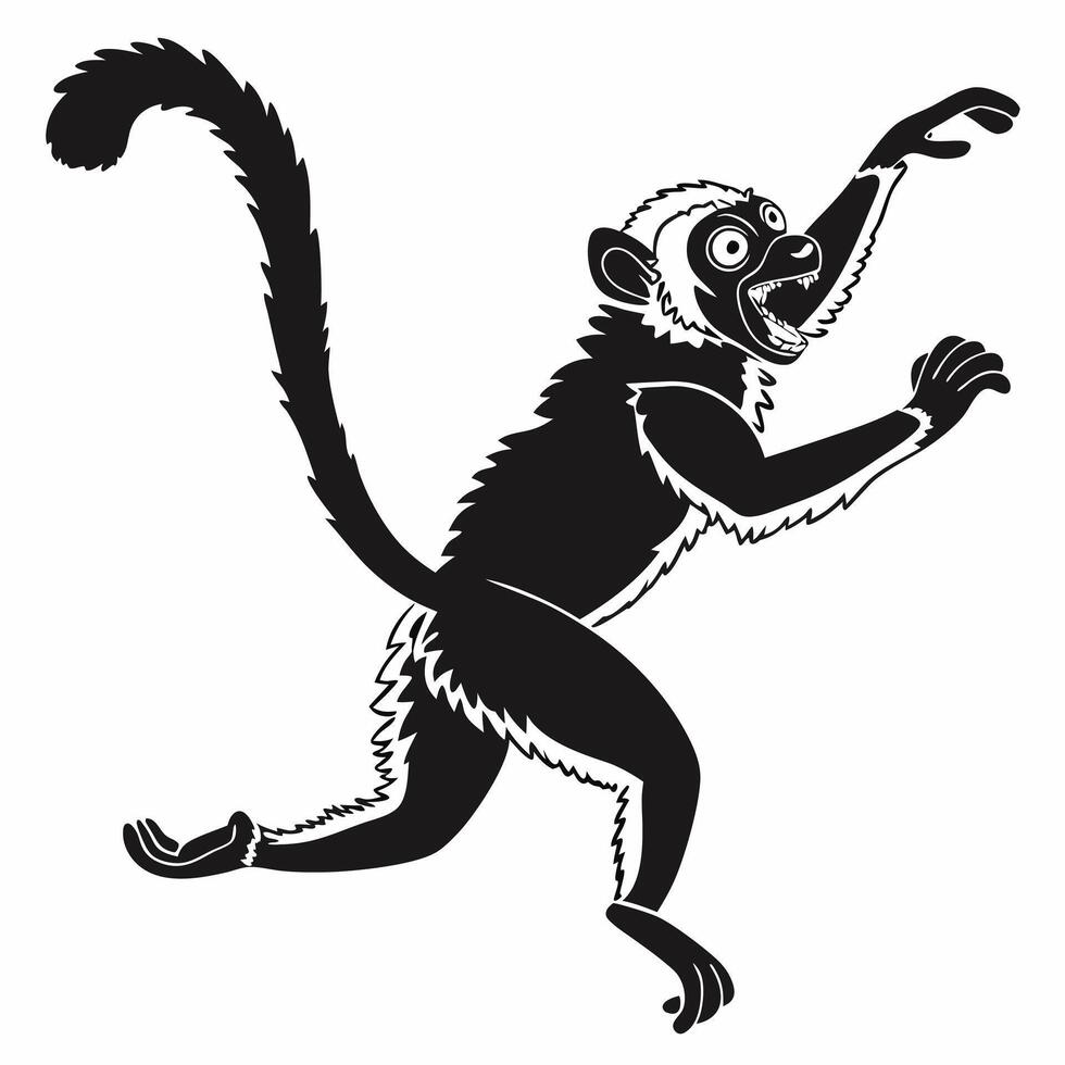 Running Silhouette Of A Black Lemur vector