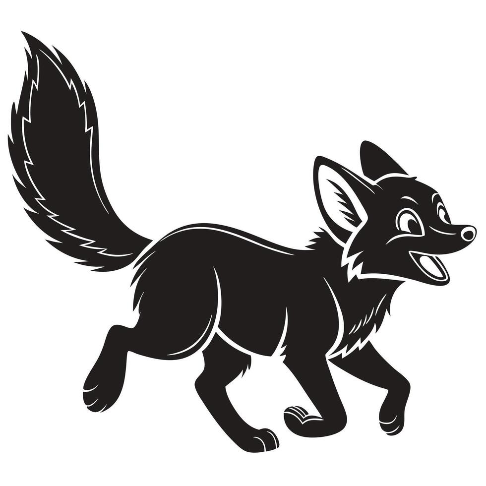 Cartoon Fox Running Silhouette Illustration vector