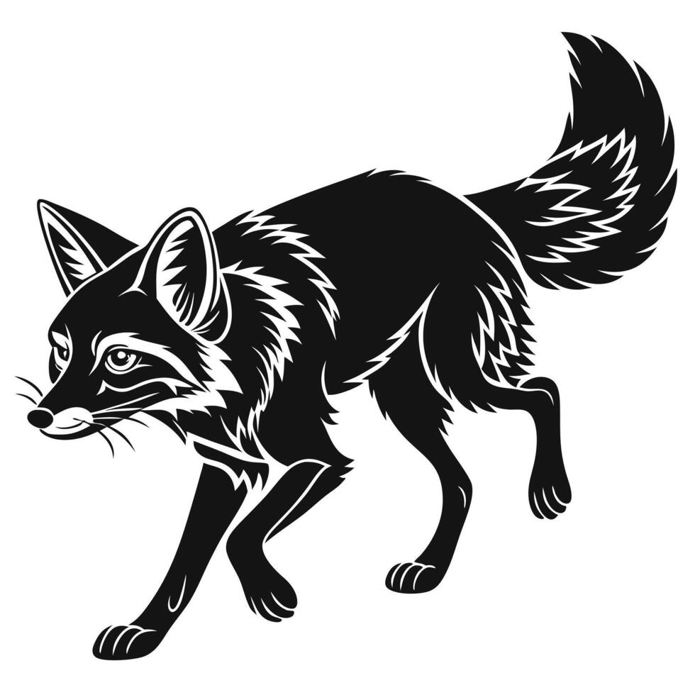 Fox Black And White Silhouette vector