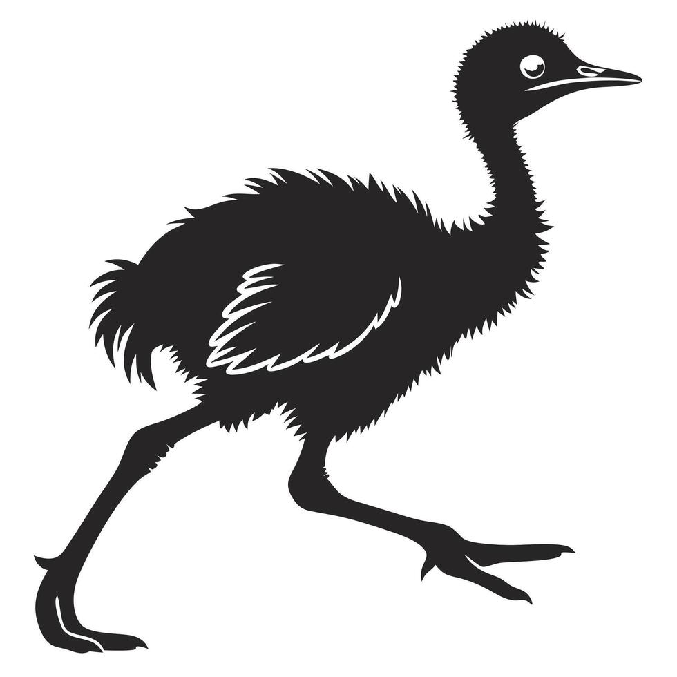 Running Emu Chick Silhouette vector