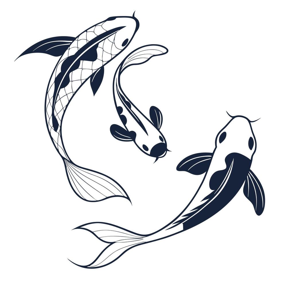 Koi Fish Illustration Japanese Style vector