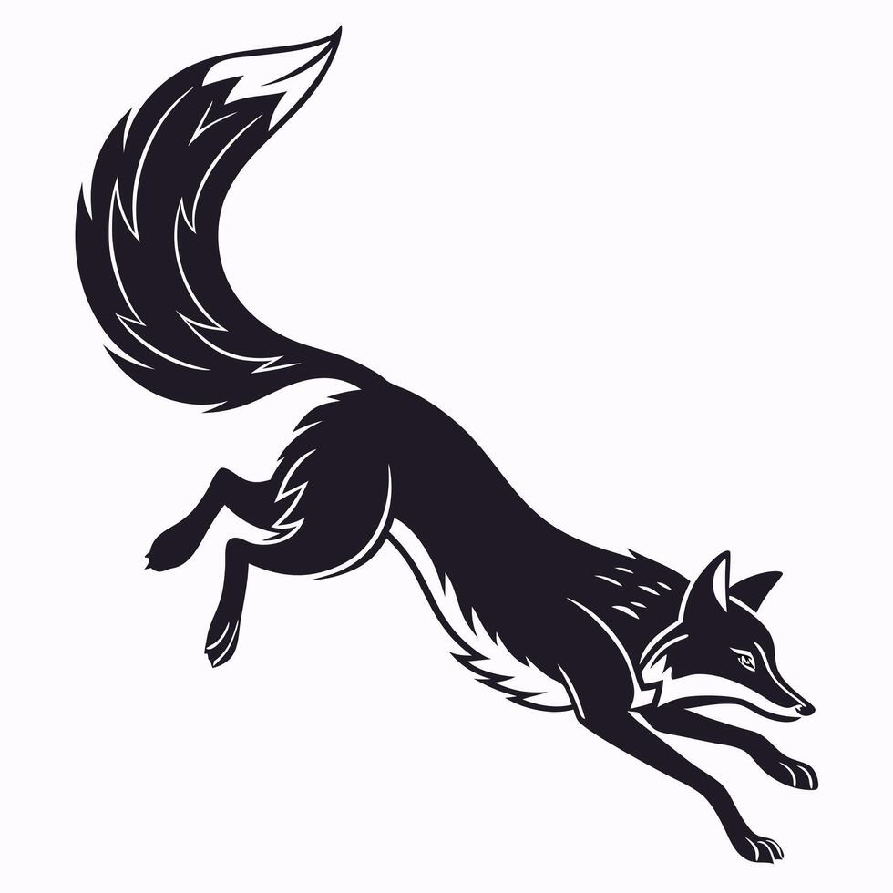 Leaping Fox Silhouette Isolated Animal vector