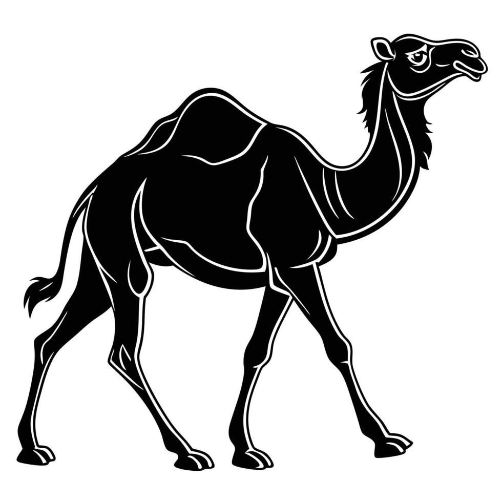 Graphic Black Silhouette Camel Illustration vector