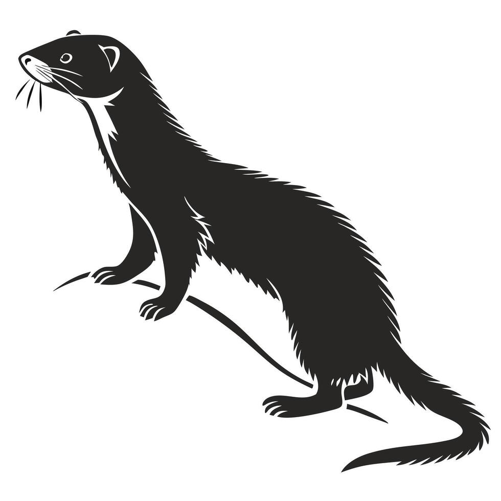 Stoat Silhouette Illustration Wildlife Art vector