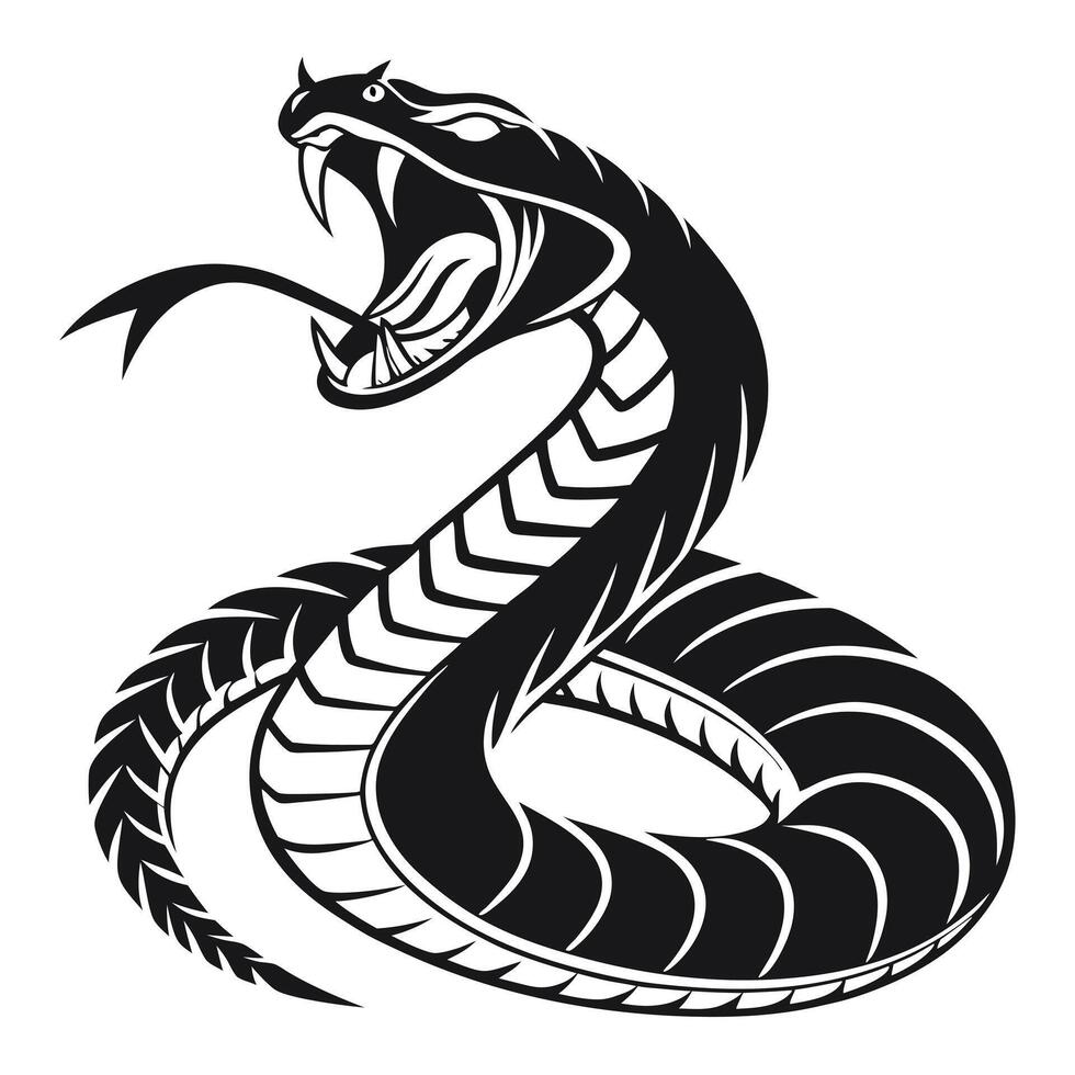 Striking Black And White Snake Illustration vector