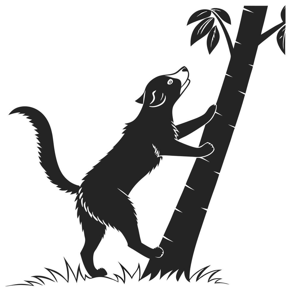 Climbing Animal At Tree Silhouette vector