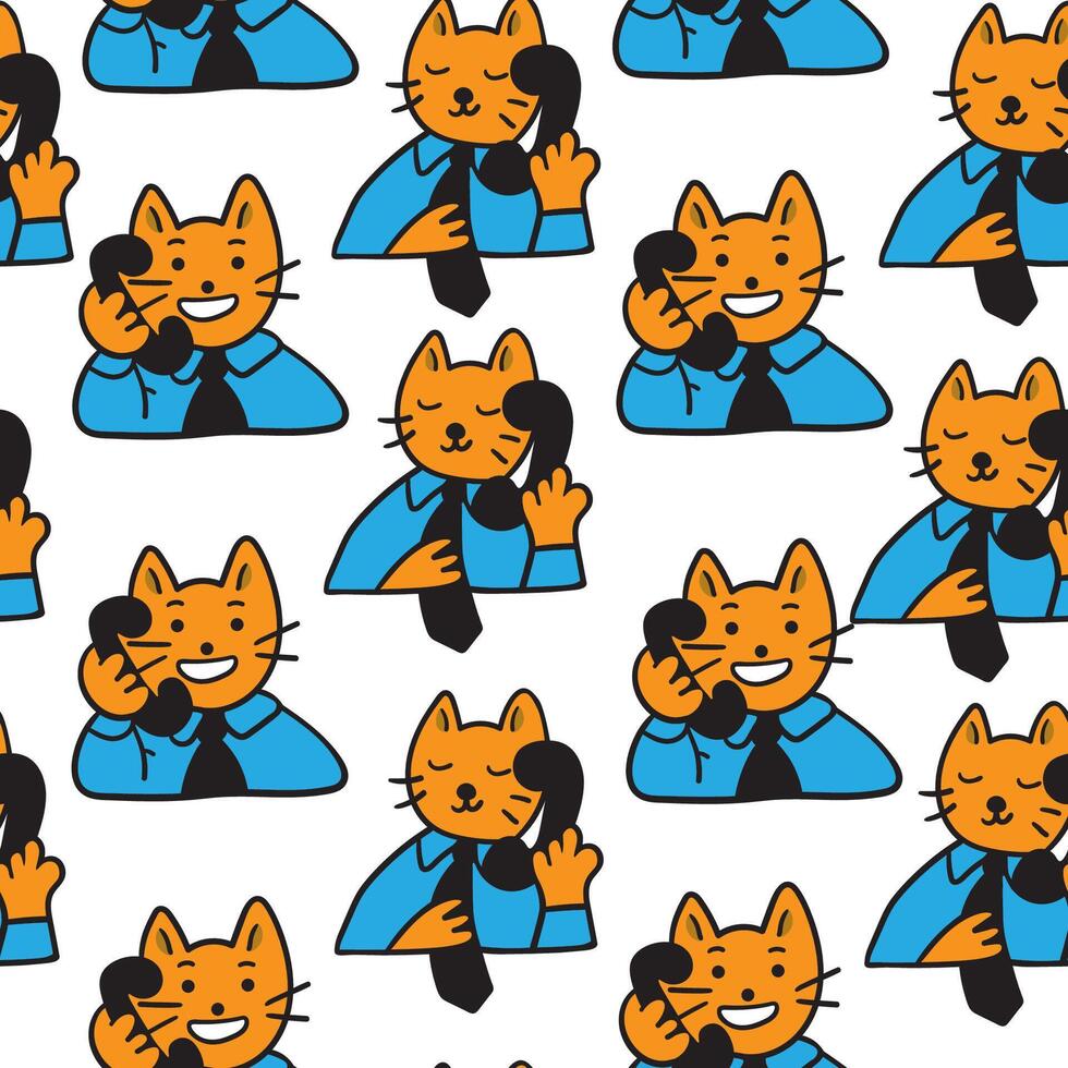 seamless pattern with cat on call vector
