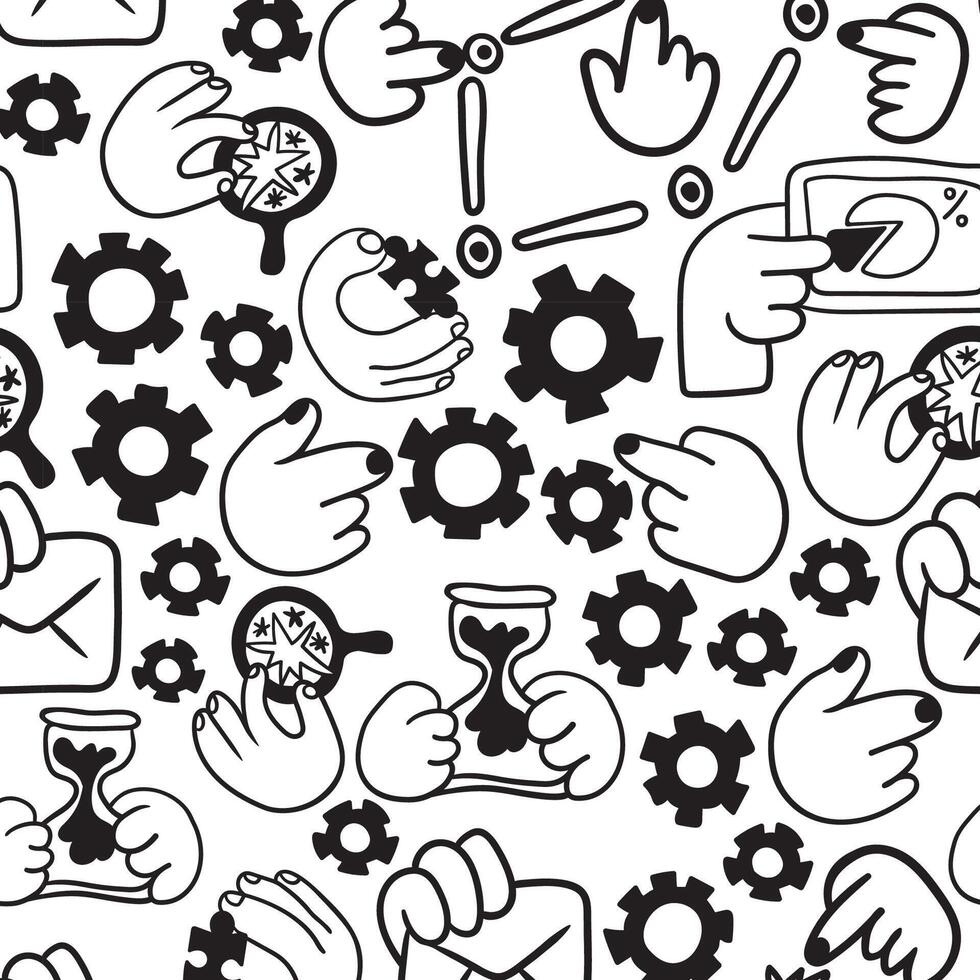 seamless pattern with business icons in doodle style vector