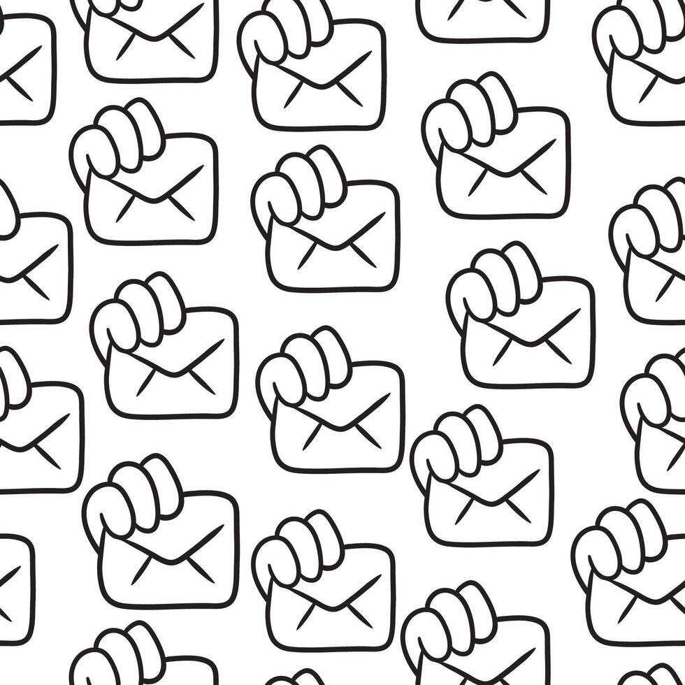 seamless pattern with mail icon in doodle style vector