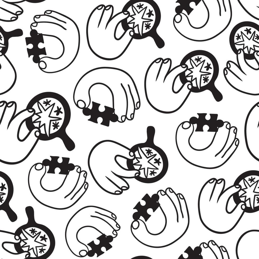 seamless pattern with searching icon in doodle style vector