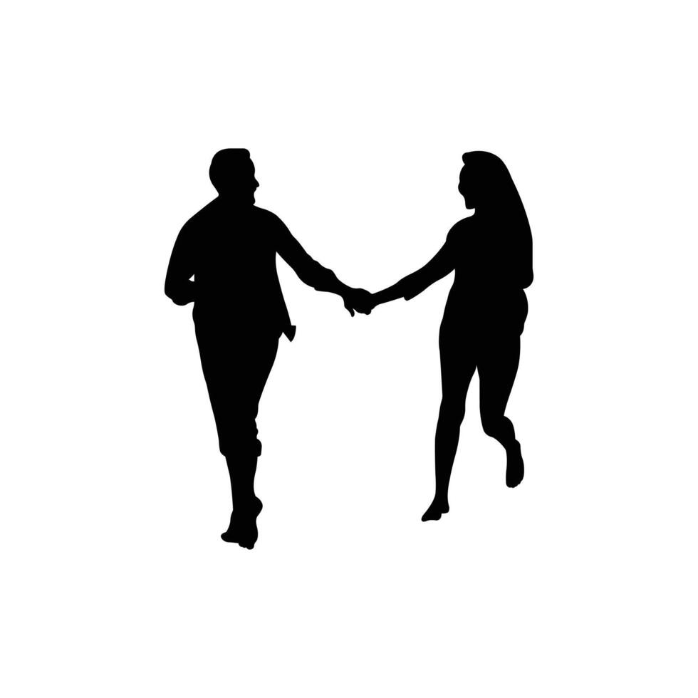 Couple or Close Friends Holding Hands Silhouette vector
