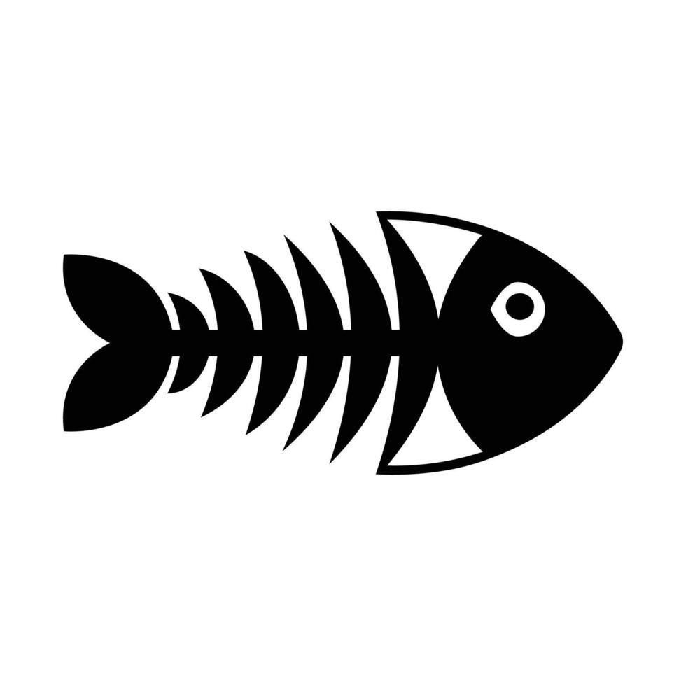 silhouette fish skeleton icon. Fish bone symbol. Cats food sign. spine line fish vector