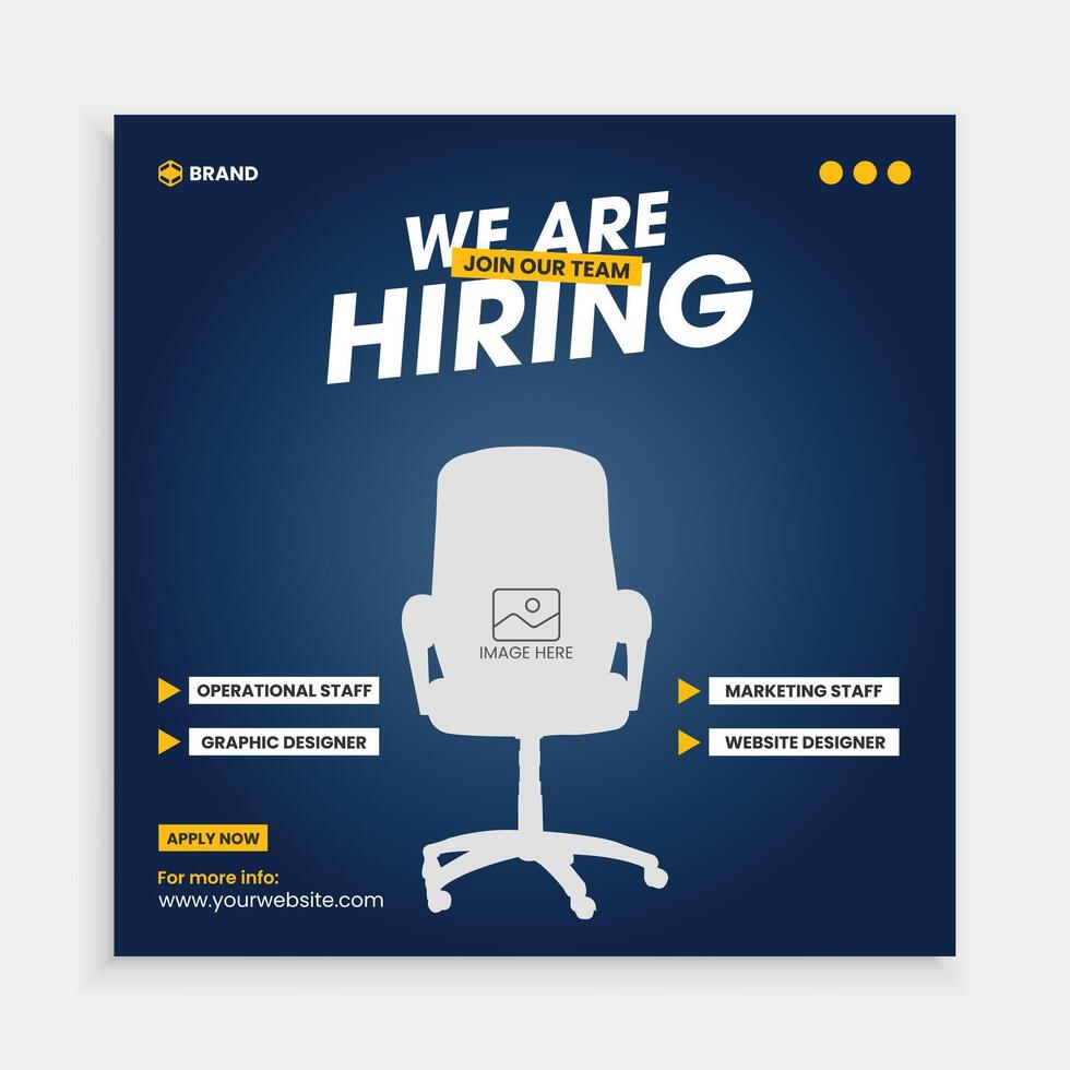 Hiring announcement social media post design template. vector